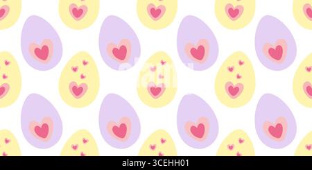 Farbenfrohe Ostereier Herzen verziert nahtlose Muster Osterfeiertage festliche Hintergrund Banner Format. Isolierte Vektor-Illustration Ostern Gruß Thematische Karten Hintergrund Banner, Faltblatt, Etikett, Tag Stock Vektor