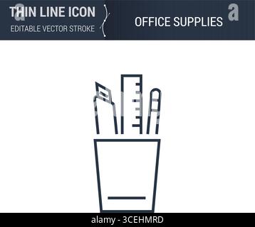Symbol Für Bürobedarf – Symbol Für Dünne Geschäftsbereiche. Perfekt für Web-Design. Hochwertiges Konturvektorkonzept. Hochwertiges, Minimalistisches Und Elegantes Logo. Stock Vektor