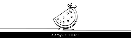 Wassermelone-Symbol. Durchgehende, einzeilige Zeichnung von Wassermelone. Wassermelone in einzeiliger Ausführung, Stock Vektor