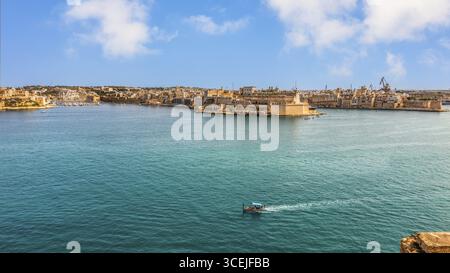 Blick von Valletta auf drei Städte, Cottonera, älteste Siedlungen Maltas, 16. Jahrhundert, Malta Stockfoto