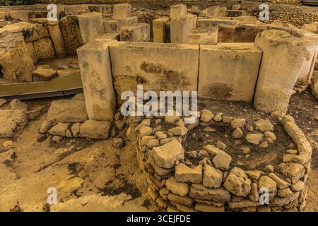 Megalithtempel von Hal Tarxien, 3250-2500 v. Chr., UNESCO-Weltkulturerbe, Tarxien, Malta Stockfoto