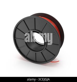 Generische neue Spulen des 3D-Filamente isoliert auf weißem Hintergrund. 3D-Darstellung. Stockfoto