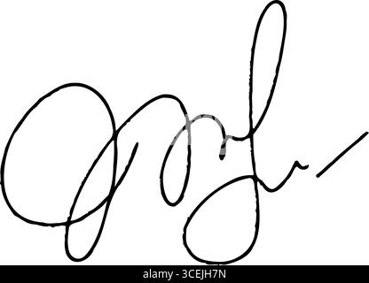 Handgezeichnetes Autogramm für Geschäftsdokumente. Vektortexturierte Kalligraphie-Skizzen Stock Vektor