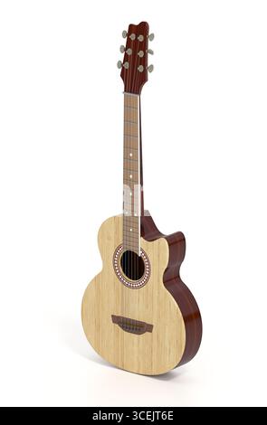 Klassische Gitarre isoliert auf weiß. 3D-Abbildung. Stockfoto
