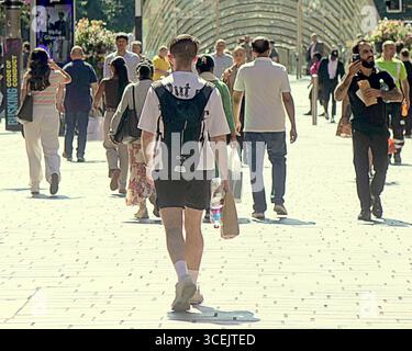 Glasgow, Schottland, Großbritannien. August 2025. Wetter in Großbritannien: Die Temperaturen steigen im Zentrum der Stadt in die Höhe. Credit Gerard Ferry/Alamy Live News Stockfoto