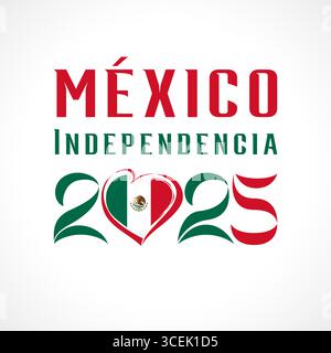 Mexikanischer Unabhängigkeitstag 2025 kreatives Banner. T-Shirt-Design. Web-Symbol. Modernes Grafikkonzept Stock Vektor