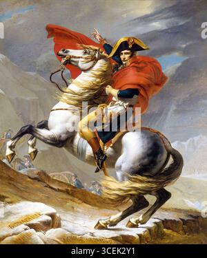 Napoleon überquert die Alpen oder Bonaparte am St. Bernard Pass 1800–01 Jacques Louis David Öl auf Leinwand Stockfoto