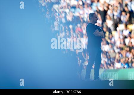 Odense, Dänemark. August 2025. 3F Superliga-kampen mellem ob og AGF paa Nature Energy Park i Odense Mandag den 18. august 2025. Quelle: Ritzau/Alamy Live News Stockfoto