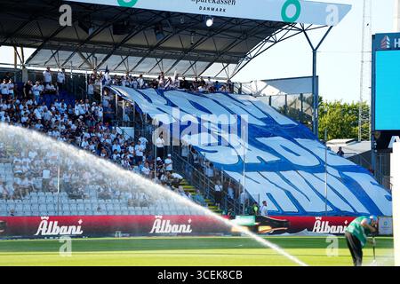 Odense, Dänemark. August 2025. 3F Superliga-kampen mellem ob og AGF paa Nature Energy Park i Odense Mandag den 18. august 2025. Quelle: Ritzau/Alamy Live News Stockfoto