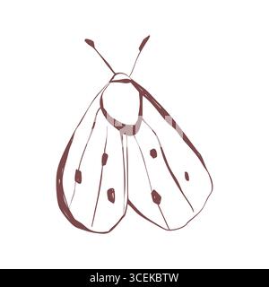 Boho-Stil Hand gezeichnete Motte mit skurrilen Flügeln Insektenlinie Kunst für Tattoo Aufkleber Schreibwaren Poster Vektor-Illustration Stock Vektor