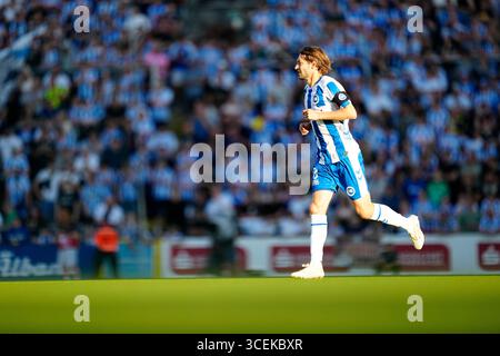 Odense, Dänemark. August 2025. 3F Superliga-kampen mellem ob og AGF paa Nature Energy Park i Odense Mandag den 18. august 2025. Quelle: Ritzau/Alamy Live News Stockfoto