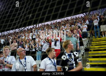 Odense, Dänemark. August 2025. 3F Superliga-kampen mellem ob og AGF paa Nature Energy Park i Odense Mandag den 18. august 2025. Quelle: Ritzau/Alamy Live News Stockfoto
