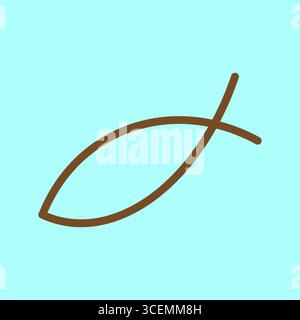 Jesus Fisch Illustration. Christlicher Symbolvektor. Symbol für religiöse Zeichen. Braunes Ichthys-Emblem. Stock Vektor
