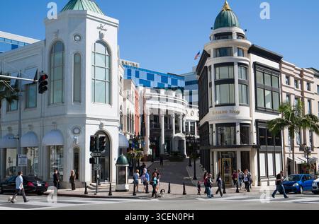Zwei Rodeo, North Rodeo Drive, Beverly Hills, Kalifornien, USA Stockfoto