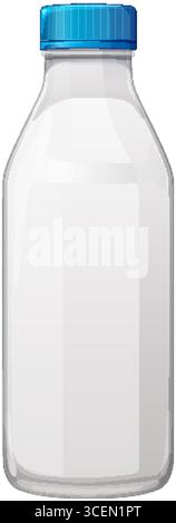 Vektor-Illustration einer durchsichtigen Plastikflasche mit blauem Verschluss, klaren Linien und minimalistischem Stil Stock Vektor