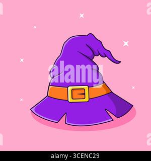 Lila Hexenhut mit orangem Gürtel und Schnalle Vektor Illustration Cartoon Design Stock Vektor