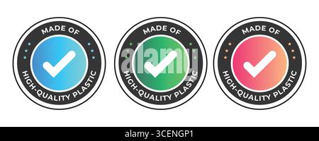 Hergestellt aus hochwertiger Kunststoff Stamp Vector Illustration Stock Vektor