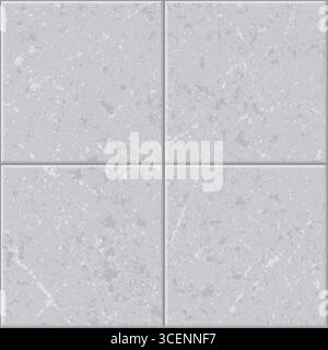 Realistische nahtlose graue Steinfliesen mit rauer Oberflächenstruktur, ideal für 3D-Modellierung, Architektur oder Innenraumgestaltung, perfekt für Wandverkleidungen, Bodenrendering oder visuelle Mockups. Steinfliesen. Nahtloser Keramikboden. Graue Betonfliesen. Raues Oberflächenmuster. Hintergrund der 3D-Architektur. Stock Vektor