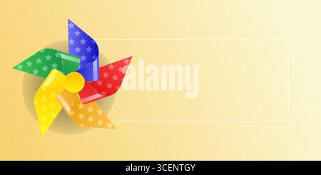 Vektor-Illustration des isolierten Windrads Spielzeug, das sich im Sommer dreht Brise Regenbogen Farbe Papier Fan Design Kindheit Spaß Symbol Windmühle Spiel whirligig Stock Vektor