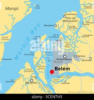 Belém und Umgebung, Pará, Brasilien, politische Karte. Hauptstadt und größte Stadt des Bundesstaates Pará in der nördlichen Region Brasiliens. Stockfoto