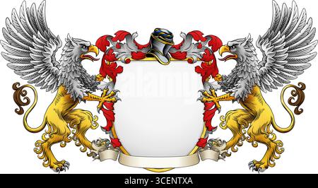 Griffin Wappenschild Wappen Wappen Wappen Wappen Wappen Wappen Wappen Wappen Wappen Wappen Wappenschild Stock Vektor