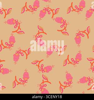 Verspielte Rosa Eulen Auf Beige Stock Vektor