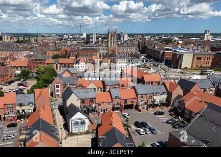 areal Views of Hull Minster ist eine anglikanische Kirche im Zentrum von Hull. Die Kirche hieß Holy Trinity Church. East Riding of Yorkshire, England Stockfoto