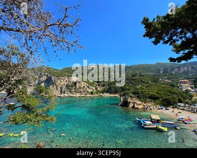 Agios Petros Strand, Korfu, Griechenland. Stockfoto