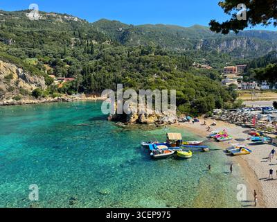 Agios Petros Strand, Korfu, Griechenland. Stockfoto