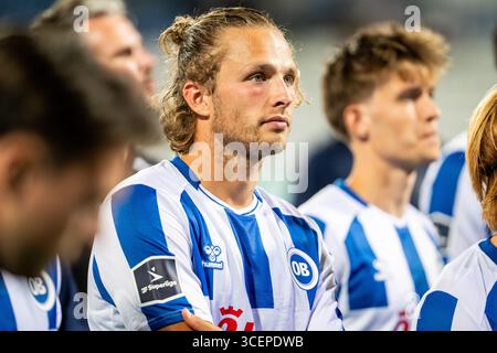 Odense, Dänemark. August 2025. Fiete Arp von ob wurde nach dem 3F Superliga Spiel zwischen Odense BK und Aarhus GF im Nature Energy Park in Odense gesehen. Quelle: Gonzales Photo/Alamy Live News Stockfoto
