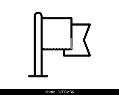 Eine einfache Kontur einer Flagge an einem Stab, die für minimalistische Grafik- und Designprojekte erstellt wurde. Ideal für Kommunikations- und Repräsentationskonzepte. Stock Vektor