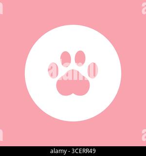 Katzenpfoten-Symbol auf rosa Hintergrund. Vektorabbildung Stock Vektor