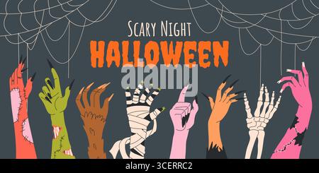 Frohes Halloween. Horizontales Banner. Trick or Treat Stock Vektor