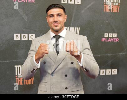 Tommy Fury kommt zu Tommy: Der Gute. Das Schlechte. Die Fury-Premiere im Printworks in Manchester. Bilddatum: Dienstag, 19. August 2025. Stockfoto