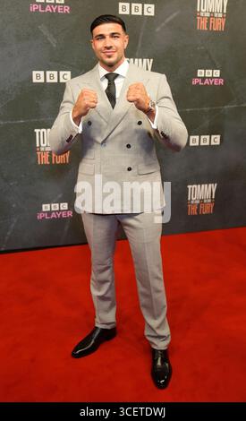 Tommy Fury kommt zu Tommy: Der Gute. Das Schlechte. Die Fury-Premiere im Printworks in Manchester. Bilddatum: Dienstag, 19. August 2025. Stockfoto