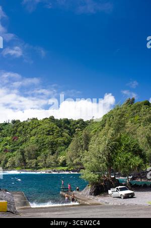 Laupahoehoe kleinen Bootshafen, Nordbezirk Hilo, Hawaii, USA Stockfoto