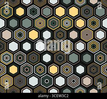 Hintergrund der Hexagonzellen aus Wabenholz. Geometrische Elemente in unterschiedlichem Stil und Farbe. Wabenzellen. Tileable-Muster. Nahtloser Hintergrund. Stock Vektor