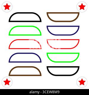 Set mit geschwungenen Streifen. Farbenfrohe Designelemente. Abstrakte Shape-Kollektion. Geometrisches Vektormuster. Stock Vektor