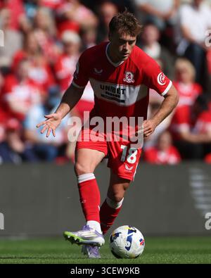 Aidan Morris von Middlesbrough während des Sky Bet Championship-Spiels zwischen Middlesbrough und Swansea City im Riverside Stadium, Middlesbrough On Stockfoto