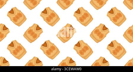 Nahtloses Muster mit Pullover aus Argyle auf weißem Hintergrund. Hintergrund des Zeichentrickvektors Stock Vektor