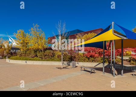 River Landing liegt im Central Business District (Downtown) Viertel von Saskatoon. Stockfoto