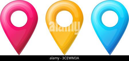 Farbenfrohe Positionsmarkierungen auf der Karte. Stock Vektor