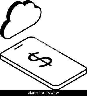 FinTech-Symbol für Cloud-basierten Zahlungsdienst, digitale Finanzen und sichere Online-Transaktionen Stock Vektor