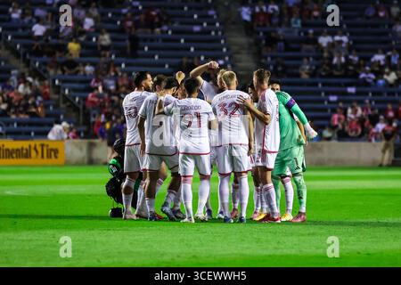 Chicago, IL, USA, 16. August 2025. Major League Soccer (MLS) Chicago Fire FC gegen St. Louis CITY im SeatGeek Stadium. Stockfoto