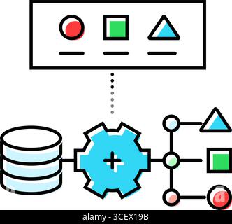Illustration des Farbsymbols für überwachte Lernmaschine Stock Vektor