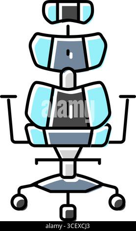 Ergonomischer Spielstuhl Gaming pc Farbe Symbol Vektor Illustration Stock Vektor