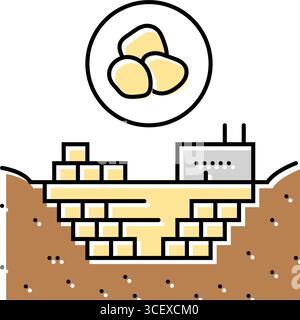 Kalksteinbruch Zementproduktion Farbe Symbol Vektor Illustration Stock Vektor