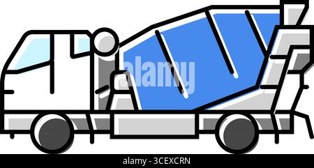 LKW-Zementproduktion Farbsymbolvektor-Illustration Stock Vektor