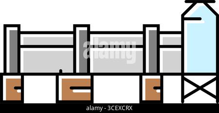 Drehrohrofen Zementproduktion Farbe Symbol Vektor Illustration Stock Vektor