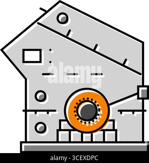 Kalksteinbrecher Zementproduktion Farbe Symbol Vektor Illustration Stock Vektor